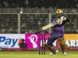 Kolkata KKRs Ajinkya Rahane plays a shot during the Indian Premier League IPL