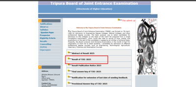 TJEE result 2025 out at tbjee.nic.in: Direct link to download here 1 121437350