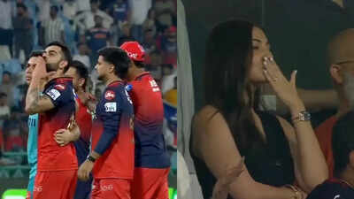 Watch: Virat Kohli, Anushka Sharma exchange kisses after RCB's record chase vs LSG | Cricket News 1 121452999