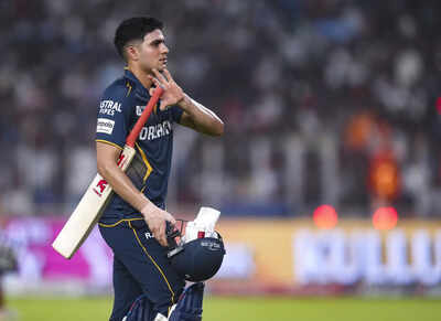Ahmedabad Gujarat Titans Shubman Gill walks back after his dismissal during th