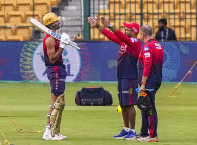 Bengaluru Royal Challengers Bengalurus Devdutt Padikkal with team mentor Dines