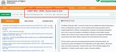 CUET PG scorecards 2025