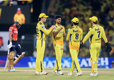 Chennai Apr 30 ANI Chennai Super Kings Matheesha Pathirana and teammates ce