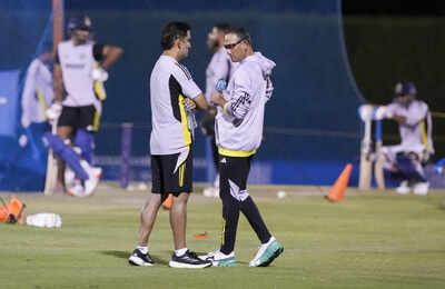 Dubai Indias head coach Gautam Gambhir with BCCI selection committee Chairman