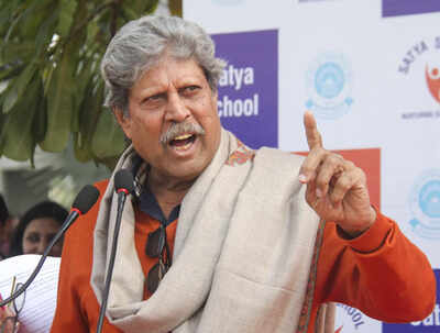 Gurugram Former cricketer Kapil Dev speaks as he attends a schools annual spor