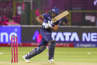 Jaipur Gujarat Titans Sai Sudharsan plays a shot during the Indian Premier Lea