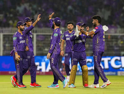 Kolkata Kolkata Knight Riders Harshit Rana celebrates with teammates after tak