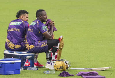 Kolkata Kolkata Knight Riders Sunil Narine and Rovman Powell during a practice