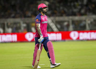 Kolkata Rajasthan Royals captain Riyan Parag returns to pavilion after his dis