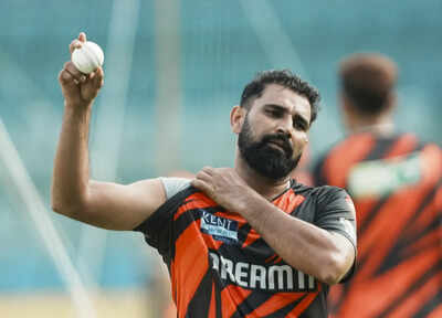 Mumbai Sunrisers Hyderabads Mohammed Shami in action during a practice session