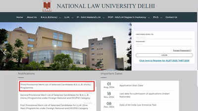 AILET 2025: NLU declares third merit list for BA LLB (Honours) admission at nludelhi.ac.in 1 121782362